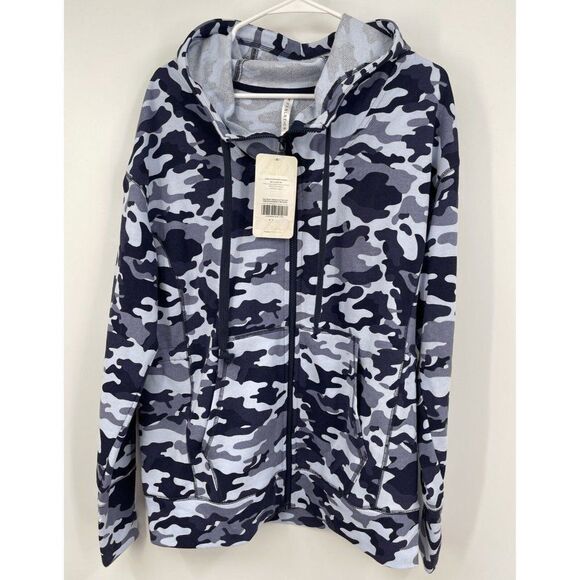 Fabletics Hoodie Jacket Size Small Blue Camo Leah Over Sized Full Zip S - Picture 1 of 6